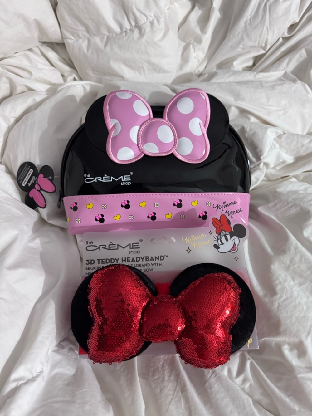 Minnie Mouse Pink Makeup Bag and band.